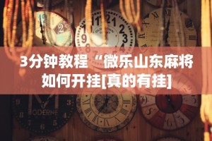 3分钟教程“微乐山东麻将如何开挂[真的有挂]