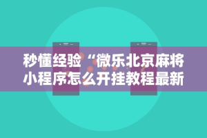 秒懂经验“微乐北京麻将小程序怎么开挂教程最新版更新内容”通用版下载教程！