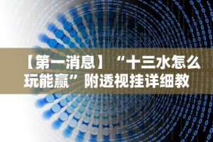 【第一消息】“十三水怎么玩能赢”附透视挂详细教程