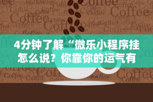 4分钟了解“微乐小程序挂怎么说？你靠你的运气有什么用？”原来可以开挂
