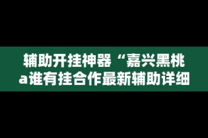 辅助开挂神器“嘉兴黑桃a谁有挂合作最新辅助详细教程