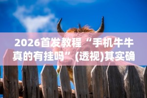 2026首发教程“手机牛牛真的有挂吗”(透视)其实确实有挂
