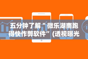 五分钟了解＂微乐湖南跑得快作弊软件”(透视曝光猫腻)