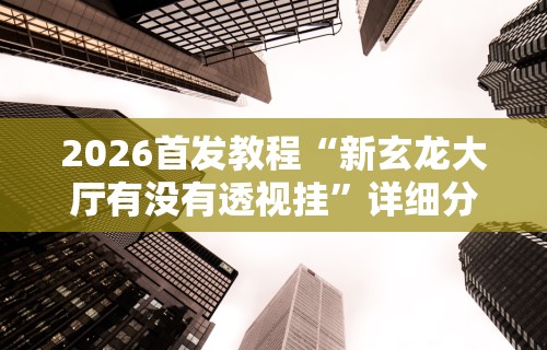 2026首发教程“新玄龙大厅有没有透视挂”详细分享装挂