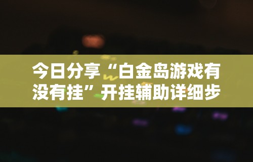 今日分享“白金岛游戏有没有挂”开挂辅助详细步骤