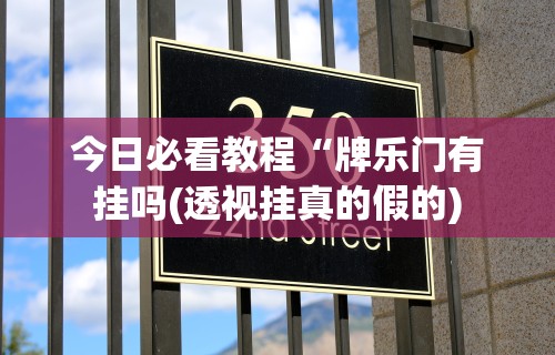 今日必看教程“牌乐门有挂吗(透视挂真的假的)