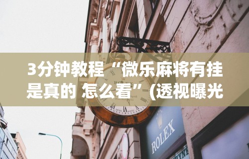 3分钟教程“微乐麻将有挂是真的 怎么看”(透视曝光猫腻)
