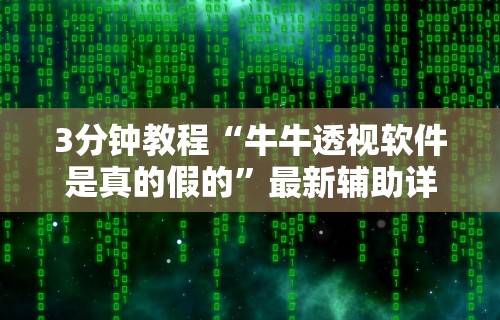 3分钟教程“牛牛透视软件是真的假的	”最新辅助详细教程