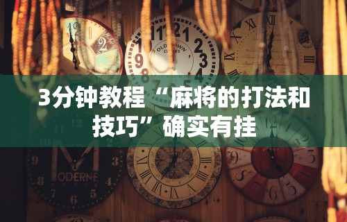 3分钟教程“麻将的打法和技巧	”确实有挂