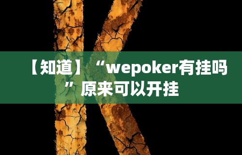 【知道】“wepoker有挂吗”原来可以开挂