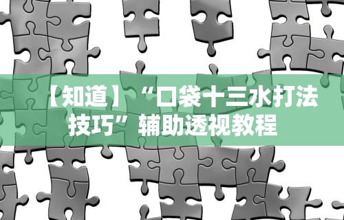 【知道】“口袋十三水打法技巧”辅助透视教程