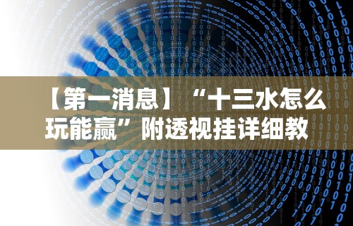 【第一消息】“十三水怎么玩能赢”附透视挂详细教程