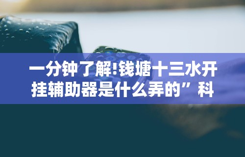 一分钟了解!钱塘十三水开挂辅助器是什么弄的”科技辅助神器手机
