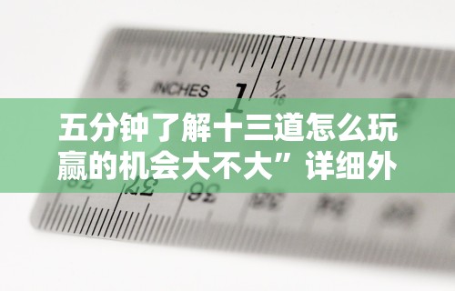 五分钟了解十三道怎么玩赢的机会大不大”详细外挂辅助详细教程