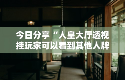 今日分享“人皇大厅透视挂玩家可以看到其他人牌吗	”真实开挂技巧分享