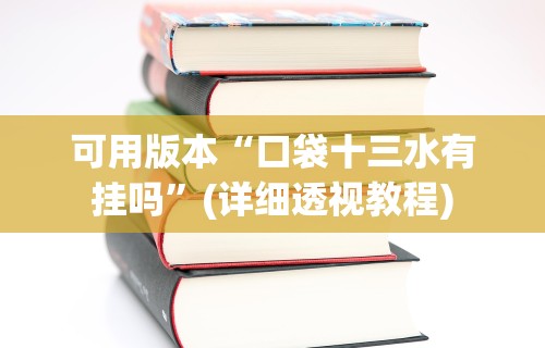 可用版本“口袋十三水有挂吗”(详细透视教程)