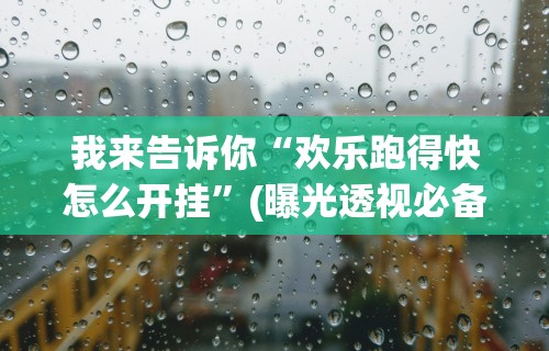 我来告诉你“欢乐跑得快怎么开挂	”(曝光透视必备猫腻)