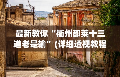 最新教你“衢州都莱十三道老是输”(详细透视教程)-