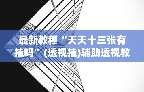 最新教程“天天十三张有挂吗”(透视挂)辅助透视教程
