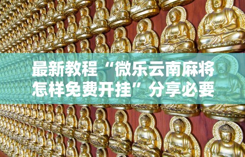 最新教程“微乐云南麻将怎样免费开挂”分享必要外挂教程