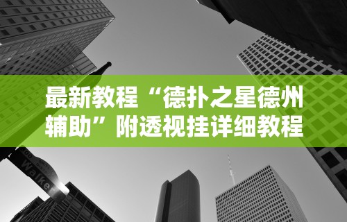 最新教程“德扑之星德州辅助	”附透视挂详细教程