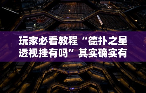 玩家必看教程“德扑之星透视挂有吗	”其实确实有挂