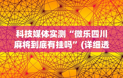 科技媒体实测“微乐四川麻将到底有挂吗”(详细透视教程)-