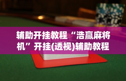 辅助开挂教程“浩赢麻将机”开挂(透视)辅助教程