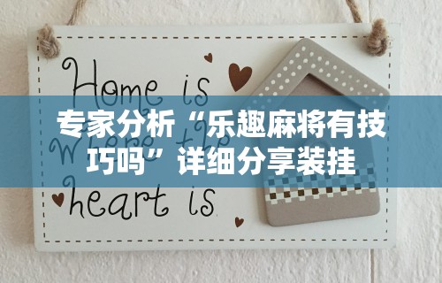 专家分析“乐趣麻将有技巧吗”详细分享装挂
