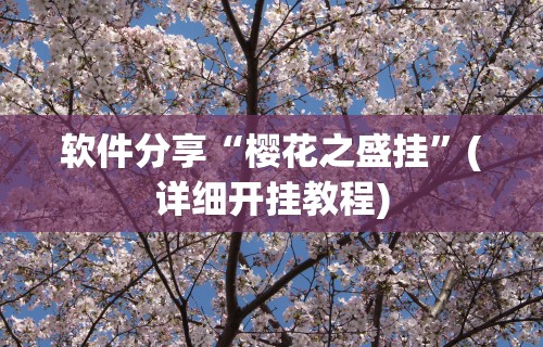 软件分享“樱花之盛挂”(详细开挂教程)