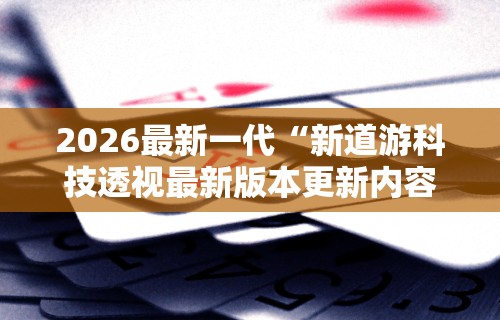 2026最新一代“新道游科技透视最新版本更新内容分享方法”附透视挂详细教程